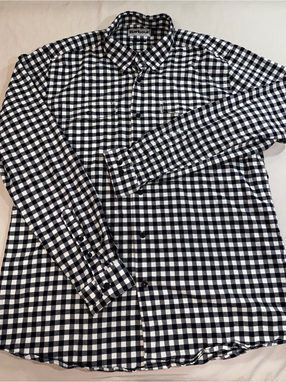 Barbour Plaid Check Flannel Shirt Mens US L Tailored Fit Long Sleeve Button Down